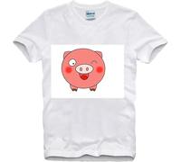 OPPUYYGHV Love You Series t-Shirt 2022 New Cute Pig Embroidery Men and Women Whitehort Sleeves White Manches Courtes(X-Large)