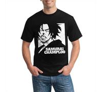 OPPUYYGHV Men's Classic Samurai Champloo t-Shirt Breathable Crew Neck Loose Black Manches Courtes(Medium)