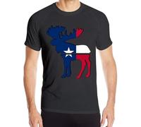 OPPUYYGHV Moose Texas Flag Men's Short Sleeve T-Shirt Quick Dry Cycling Tops Manches Courtes(Small)