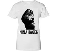 OPPUYYGHV Nina Hagen Artwork Women's T-Shirt White Manches Courtes(Large)