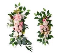 OPPWONG 70 Cm et 60 Cm Arche de Mariage Artificielle Floral Swag Ensemble de Guirlandes de Fleurs Suspendues Romantiques Grandes et Petites Guirlandes de Fleurs pour Pièce (Pink)