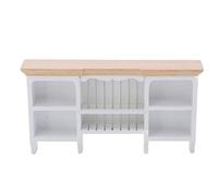 OPPWONG Armoire de Rangement Miniature 1/12, Armoire de Maison de Poupée Peinte à la Main, Conception Murale pour Cuisine de Maison de Poupée, Bois de Bouleau, 5,1 Po (White)