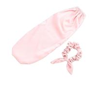 OPPWONG Bonnet à Cheveux pour Dormir, Attaches à Cheveux et Chouchou 2 en 1, Bande élastique Réglable, Bonnet en Soie Artificielle Douce pour Longs et Bouclés, Couleur Rose, Protection des Pendant