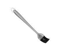 OPPWONG Brosse à Badigeonner en Acier Inoxydable pour Barbecue Griller et Rôtir Tête de Brosse en Silicone Flexible 11,81" de Long Noir et Argent 1 unité (Manche droit 30cm)