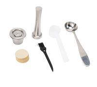 OPPWONG Capsule de café Réutilisable en Acier Inoxydable 304, Dosette de café Rechargeable, Doseur à Fond fileté avec 100 Papiers Filtres, Cuillère et Brosse, Idéal pour la Maison et le Bureau