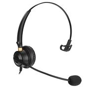 OPPWONG Casque à Ligne Fixe Mono-Oreille de 2,5 Mm avec Microphone à Réduction de Bruit pour Une Voix Claire au Bureau, dans la Dictée et dans Le Service Client, Noir