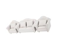 OPPWONG Ensemble de 3 Mini Canapés pour Maison de Poupée avec Coussins pour Décoration de Maison de Poupée à L'échelle 1:12, Meubles Jouets en Bois Faits à la Main, Couleurs Matcha et Blanc (White)
