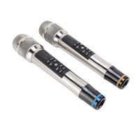 OPPWONG Ensemble de Microphones sans Fil en Métal, Micros Dynamiques Portables sans Fil, Ensemble de Récepteur de Micro Professionnel avec Réverbération, Idéal pour Le Cinéma Maison et Le Chant en