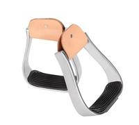 OPPWONG Étriers D'équitation Occidentaux en Aluminium, sur-Chaussures Légères et Résistantes à l'usure pour L'entraînement des Chevaux, en Cuir de Vache, 2 Pièces