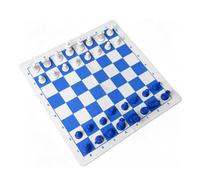 OPPWONG Jeu D'échecs Portable avec Base Antidérapante, Idéal pour Les Soirées de Jeu des Enfants et des Adultes, 35 X 35 Cm (Blanc et Bleu)