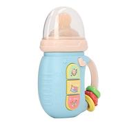 OPPWONG Jouet de Dentition en Forme de Bouteille de Lait, Hochet Multifonctionnel pour bébé, Jouet Musical Lumineux avec 7 Modes, en Silicone de qualité Alimentaire, Idéal pour l'apprentissage
