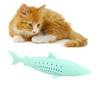 OPPWONG Jouet de Nettoyage des Dents de Chat, Bâton Molaire en Silicone, Jouets à l'herbe à Chat, Brosse à Dents pour Chat, Jouets de Dentition en Forme de Poisson, Brosse à Dents avec