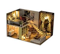 OPPWONG Kit de Maison de Poupée Miniature, Style Romantique, Artisanat en Bois, Jouet D'assemblage, Cadeau pour Enfants et Adultes, 10,6x7,7x6,5 Pouces