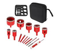 OPPWONG Kit de Scie Cloche Diamantée, 12 Pièces de Forets Brasés Sous Vide pour Carreaux de Porcelaine, Céramique, Granit, Marbre, Pierre, Double Usage Humide et Sec avec Moule de