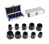 OPPWONG Kit D'extraction de Boulons, 11 Pièces, Jeu de Douilles pour Extracteur de Boulons Endommagés, Outil de Démontage D'écrous de Roue, Outil de Démontage D'écrous, clé à Goujon