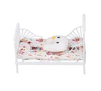 OPPWONG Lit de Maison de Poupée Miniature, Joli Motif, Cadre en Métal, Mini Lit Réaliste pour Décoration de Collection de Maison de Poupée, 4.5 "X 2.8" X 3.1" (Motif de Lapin)