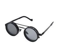 OPPWONG Lunettes de Soleil à Teinte Réglable, Lunettes Polarisées 1 à 9 Vitesses, de Soleil Rondes à Monture Métallique avec Verres Filtrants ND2-400, Idéales pour la Conduite et la Pêche en Plein