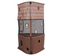 OPPWONG Maison à Trois Niveaux avec Griffoir pour Chat Respirante et Stable Filet en PE Maison de Jeu pour Animaux Structure Triangulaire Grotte pour Animaux pour Chatons D'intérieur