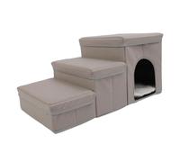OPPWONG Marches pour Chien pour Lit Haut, Escaliers Pliants pour Chiots avec 1 Niche pour Chien et 2 Bacs de Rangement, Retraite Confortable et Sûre, Escaliers pour Animaux de Compagnie, Idéal pour