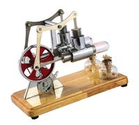 OPPWONG Moteur Stirling, Kit de Moteur à Vapeur Kit de Stirling avec Plaque de Base en Chêne et étouffement à Deux Bouts d'équilibre pour Les Affichages éducatifs et Divertissement pour Enfants