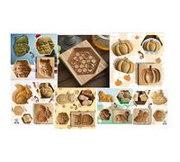 OPPWONG Moule en Bois de Noël, Tampon de Presse sculpté pour Emporte-pièces, Moule en Forme de Père Noël, Citrouille, écureuil, Abeille avec un Design détaillé, Idéal pour la Pâtisserie, le (#3)