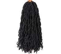 OPPWONG Perruque Gypsy Locs, 24 Brins de 45,7 Cm, Cheveux Tressés Synthétiques, Extensions de Cheveux en Fibre de Soie à Basse Température avec Aspect Naturel, Idéale pour les Femmes Noires, (1B)