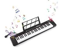 OPPWONG Piano à Clavier électronique 61 Touches avec Touches Lumineuses, Deux Haut-parleurs, 200 Tons, Rythmes, Portable, Léger, pour Débutants et Adultes (BLACK)