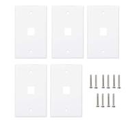 OPPWONG Plaque Murale Ethernet, 5pcs Network Socket Panneau Single Gang Plaque Murale Couvre Murale Simple Pot Mur Face Plat Plaque RJ45 Plate de Face pour Jack et Inserts Modulaires,