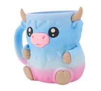 OPPWONG Porte-pinte de Crème Glacée, Récipient à Manchon de Crème Glacée Réutilisable en Forme de Vache de Dessin animé, Couvercle sécurisé avec Fente pour Cuillère à Base Antidérapante, Idéal pour