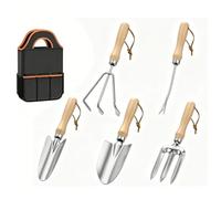 OPPWONG Set D’Outils de Jardinage, Truelle et Désherbeur à Main 6 Pièces avec Manche en Bois, Sac Oxford, Graduation de Profondeur, for Rempotage Plantation Désherbage en Bacs Surélevés (6PCS)
