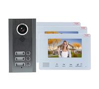 OPPWONG Système D' Vidéo Moniteur Intérieur de 7 Pouces Système de Bus à 2 Fils avec Lumière Blanche LED Nocturne et Caméra Résistante aux Intempéries pour Immeuble de Bureaux à (3 ménages