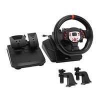 OPPWONG Volant de Course 5 en 1, Simulateur de Course de Jeu, Volant PC Vibrant Avec Pédale, Palette de Changement de Vitesse à 180 Degrés pour PC