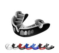 OPRO Protège-dents Silver Level Grillz pour adultes et jeunes avec étui, bouclier de gomme avec technologie révolutionnaire pour le hockey, le rugby, la boxe et sports de contact (Noir/Argent, Adulte)
