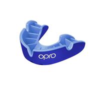 OPRO Protège-dents Silver Level pour adultes et jeunes avec étui, bouclier de gomme avec technologie révolutionnaire pour le hockey, le rugby, la boxe et sports de contact (Bleu, adulte)