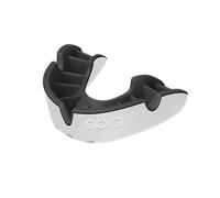OPRO Protège-dents Silver Level pour adultes et jeunes avec étui, bouclier de gomme avec technologie révolutionnaire pour le hockey, le rugby, la boxe et sports de contact (Blanc, adulte)