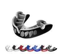 OPRO Protège-dents Silver Level Jawz pour adultes et jeunes avec étui, bouclier de gomme avec technologie révolutionnaire pour le hockey, le rugby, la boxe et sports de contact (Noir/Argent, Adulte)