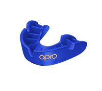 OPRO Bronze Level Protège-dents sport pour adultes et jeunes avec étui, bouclier de gomme pour hockey, crosse, rugby, MMA, boxe et autres sports de contact et de combat (Bleu, les jeunes)
