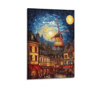 OPRTUFB Poster décoratif sur toile Moulin Rouge Paris - Poster mural moderne pour chambre à coucher - 50 x 75 cm