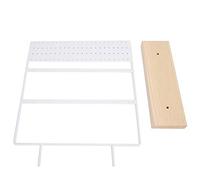 OPSDKVKS ERack en métal, support de clous d'oreilles Di, bijoux avec plateau en bois portable, espace de rangement L pour EPend, maison et S Di (White)