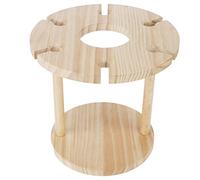 OPSDKVKS Wooden Wine Rack with Glass Cup Holder, Wine Bottle and Stemware Organizer, Tabletop Display for 6 Wine Glasses and 1 Bottle, Natural Wood Wine Stand for Kitchen Bar