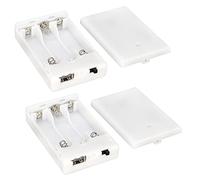 OPSFALCON Lot de 2 Supports pour 3 Piles AA, 3 boîtiers de Piles AA, 3 Piles AA de 1,5 V avec Interrupteur Marche/arrêt et Couvercle, avec Port USB, Blanc, 4,5 V 5 V (3 AA-Blanc-2 pièces)