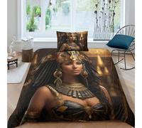 OPSREY Ancient Egypt Housse De Couette Motif Imprimé Egyptian Queen Parure De Lit Microfibre avec Fermeture Éclai Linge De Lit avec Taies d'oreiller Doux Et Souple Comfort Cover Single(135x200cm)