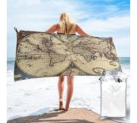OPSREY Ancient Map World Globe imprimé Portable à séchage rapide Serviette de plage Serviette de bain douce pour le camping, la gym, la plage, les voyages