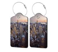 OPSREY Étiquette d'identification de bagage en cuir imprimé New York City Accessoires de voyage