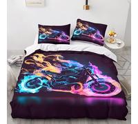 OPSREY Flame Motorbike Aide Au Sommeil Parure De Lit Microfibre Douce Motos Literie Confortable Linge De Lit Lavable Housse De Couette Résistant À l'usure Comfort Cover King（220x240cm）