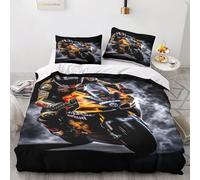 OPSREY Flame Motorbike Parure De Lit De avec Motos Couette en Polycoton Arborant Une Impression D’Un Comfort Cover Literie Linge De Lit pour Adultes Enfants Doux Et Souple King（220x240cm）