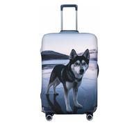 OPSREY Husky Dog On A Frozen Lake Housse de bagage élastique lavable pour valise de 53,3 à 81,3 cm, Noir , M