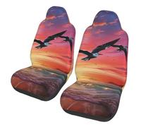 OPSREY Lot de 2 housses de siège de voiture motif mouette de mer volant au-dessus du ciel coloré Installation facile Nouveauté Ensemble de 2 pièces Compatible avec la plupart des voitures