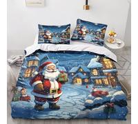 OPSREY Santa Claus Lavable Literie Différentes Tailles Housse De Couette Chaleur Comfort Cover Aide Au Sommeil Christmas Parure De Lit Finesse Linge De Lit Aide Au Sommeil Double（200x200cm）