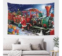 OPSREY Tapisserie murale imprimée Père Noël au pôle Nord - Ne se décolore pas - Facile à installer pour chambre à coucher, salon, dortoir, décoration d'intérieur - 152,4 x 101,6 cm
